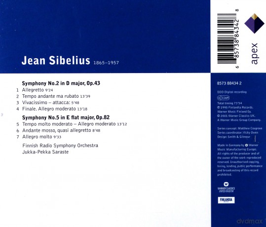 Saraste/Finnisches Radio Sinfo: Sibe: Sym.No.2&5 [CD]