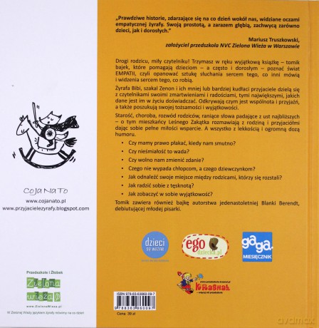 Tęskniący Zenon i żyrafa, która spadła z krzesła. Bajki o empatii  (Tom 2) (twarda) - Joanna Berendt, Aneta Ryfczyńska [KSIĄŻKA]