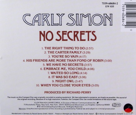 Carly Simon: No Secrets [CD]