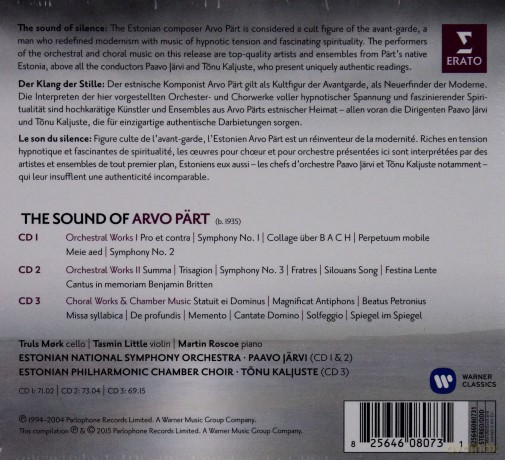 Jarvi Paavo & Tasmin Little & Estonian National Symphony Orchestra: The Sound Of Arvo Part [3CD]