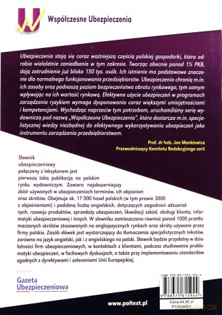 Ubezpieczenia. Słownik i leksykon polsko-angielski angielsko-polski - Bogusław Hadyniak [KSIĄŻKA]