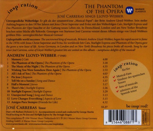 Jose Carreras: Phanton Of The Opera - Jose Carreras Sings Lloyd Webber [CD]