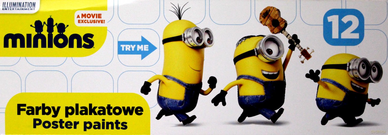 Farby plakatowe 12 kolorów 20 ml Minionki