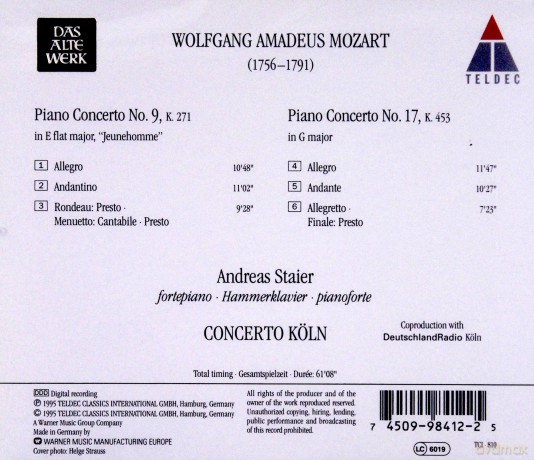 Staier/Concerto Koeln: Mozart: Klavierkon.Nr.9&17 [CD]