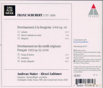 Staier/Lubimov: Schubert: Divertissement [CD]