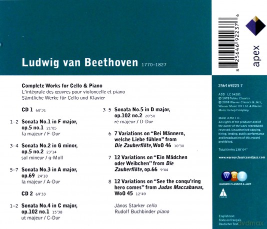 Starker/Buchbinder: Beethoven: Complete Works For Cello& [2CD]
