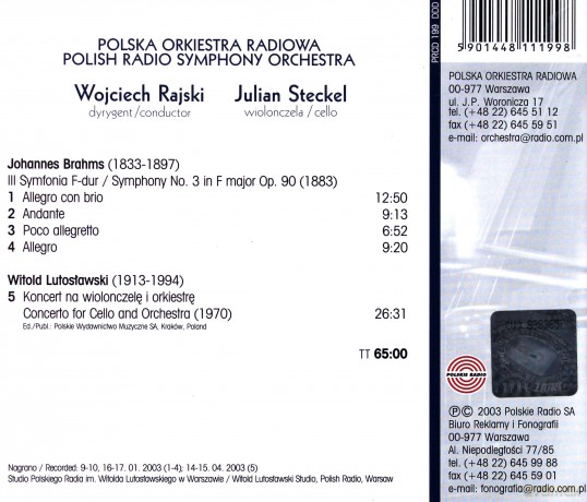 Julian Steckel: Brahms,Lutosławski [CD]