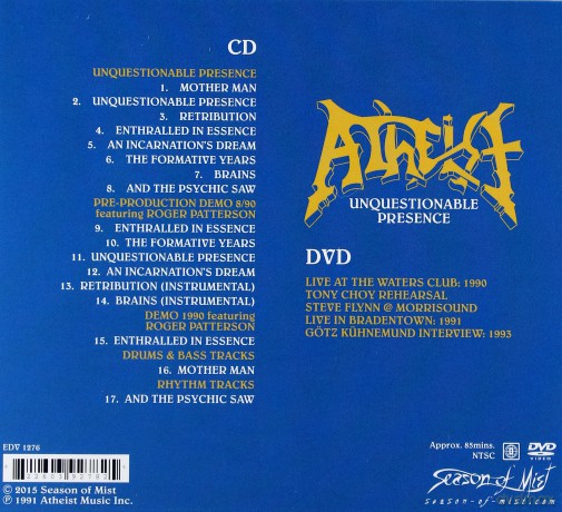 Atheist: Unquestionable Presence (Deluxe Edition) [DVD]+[CD]