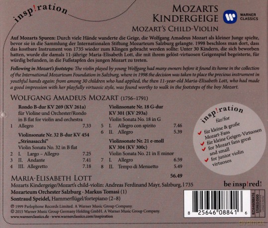 Marie-Elisabeth Lott: Mozarts Kindergeige - For Kids [CD]