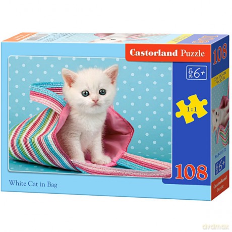 CASTOR 108 el. Biały kot w torbie [PUZZLE]