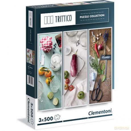 CLEMENTONI 3x500 el. Kuchania śródziemno [PUZZLE]