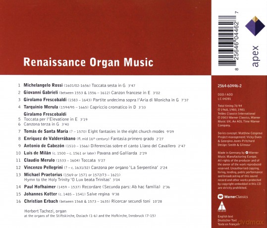 Herbert Tachezi: Orgelmusk Der Renaissance [CD]