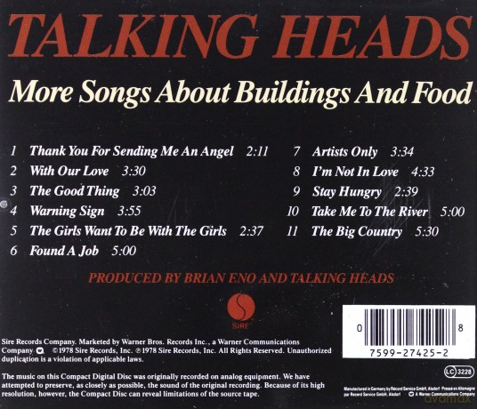 Talking Heads: More Songs About Buildings And Food [CD]