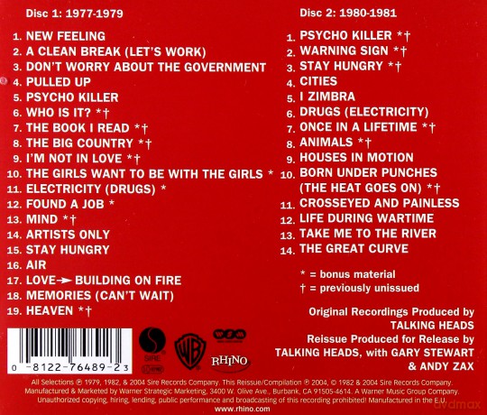 Talking Heads: Name Of The Band Is Talking Heads [2CD]