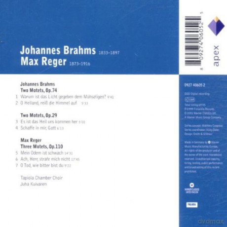 Tapiola Chamber Choir/Kuivanen: Brahms: 3 Moetes/2motets [CD]