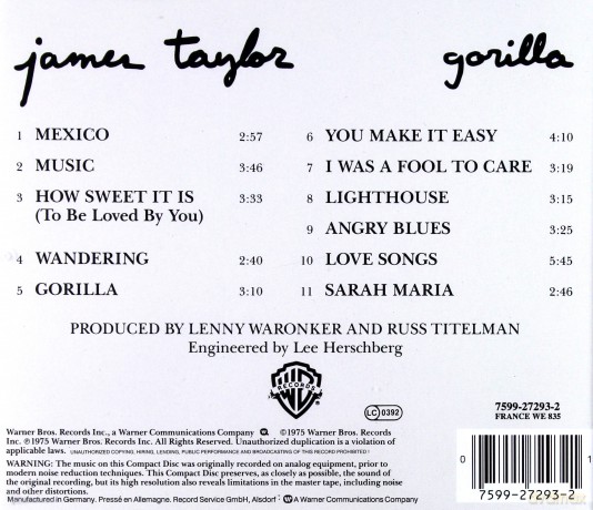 James Taylor: Gorilla [CD]