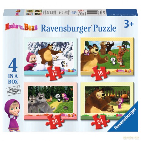 RAVENSBURGER 4 w 1 Masza i Niedźwiedź [PUZZLE]