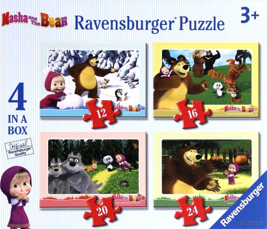 RAVENSBURGER 4 w 1 Masza i Niedźwiedź [PUZZLE]