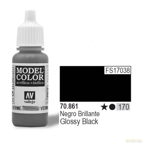 VALLEJO Farba Nr 170 Glossy Black 17 ml [MODELARSTWO]