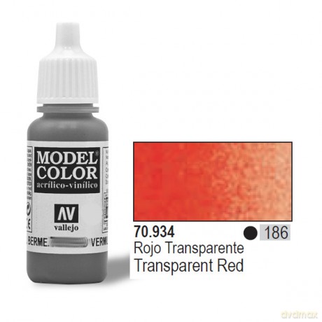 VALLEJO Farba Nr 186 Transp. Red 17 ml [MODELARSTWO]