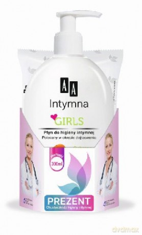 AA Ciało Wrażliwe DUO Płyn do higieny intymnej GIRLS dozownik 300 ml + chusteczki 10 szt. gratis