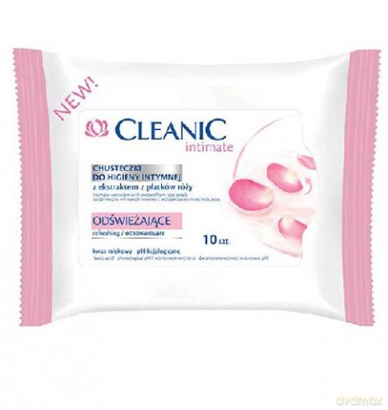 Cleanic Chusteczki do higieny intymnej z płatkami róż 10 op. x 10 szt.