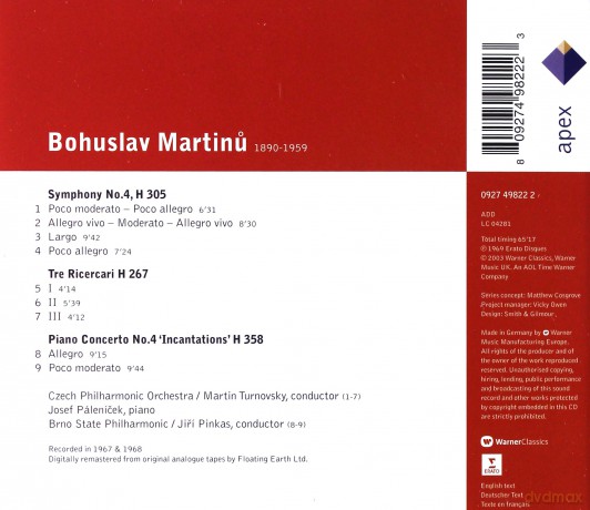 Turnovsky/Czech Philh.Orch: Mart: Sinfonie Nr.4/Tre Ricerca [CD]