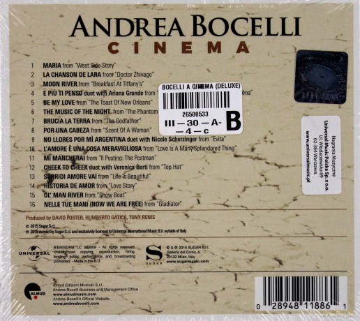 Andrea Bocelli: Cinema (Deluxe) [CD]