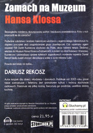 Zamach na Muzeum Hansa Klossa - Dariusz Rekosz  [AUDIOBOOK] [CD-MP3]  