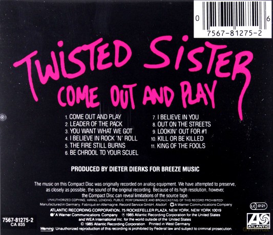 Twisted Sister: Come Out And Play [CD]