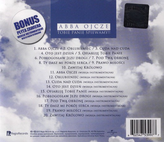 Abba Ojcze! Tobie Panie Śpiewamy [CD]