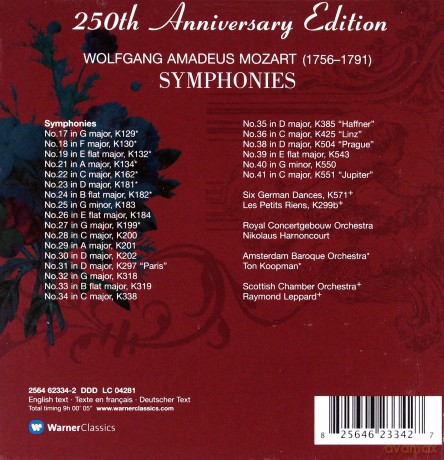Mozart: Sinfonien17-19, 21-26, 38-4 [8CD]