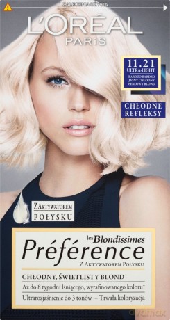Loreal Farba Recital Preference 11.21 Bardzo Bardzo Jasny Chłodny Perłowy Blond