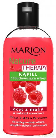 Marion Nature Therapy Kąpiel odbudowująca włosy z octem z malin i koktajlem owocowym 130 ml