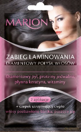Marion Zabieg laminowania diamentowy do włosów niesfornych i pozbawionych blasku 10 ml x 2