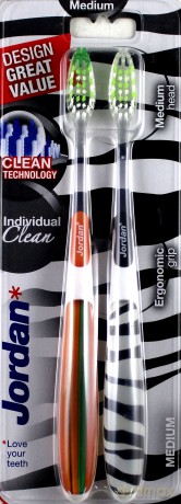Jordan Szczoteczka do zębów DUO Individual Clean Medium - mix kolorów 2 szt.