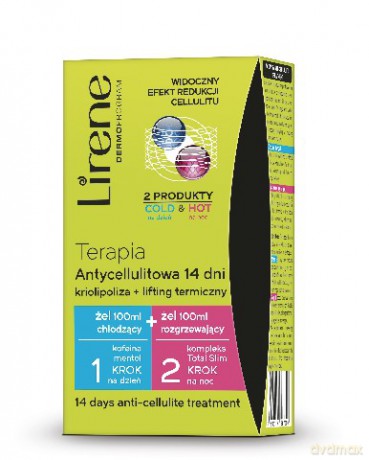 Lirene Antycellulit Terapia antycellulitowa 14 dni kriolipoliza + lifting termiczny - Żel chłodzący na dzień + Żel rozgrzewający na noc 2 x 100 ml