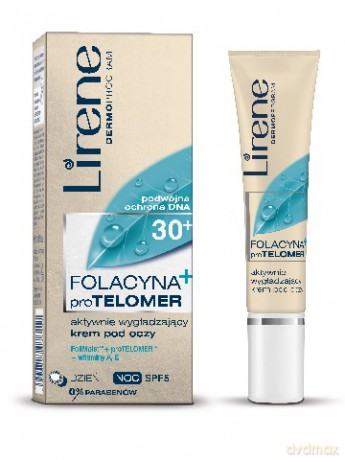 Lirene Folacyna +proTelomer 30+ Aktywnie wygładzający krem pod oczy na dzień i noc SPF5