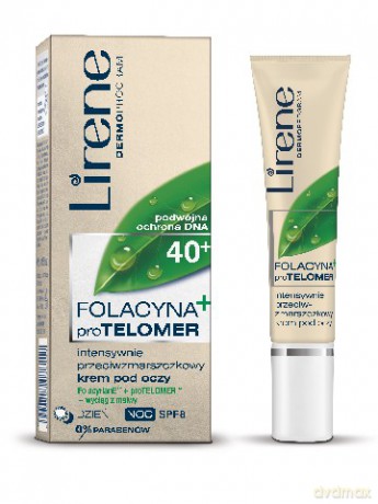 Lirene Folacyna +proTelomer 40+ Intensywnie przeciwzmarszczkowy krem pod oczy na dzień i noc SPF8