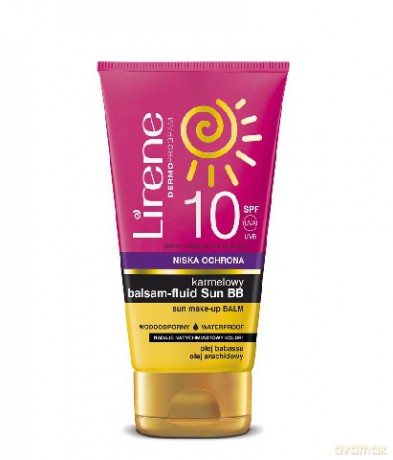 Lirene pielęgnacja przeciwsłoneczna Karmelowy balsam fluid SUN Body BB SPF 10 z olejkiem Babassu 150 ml