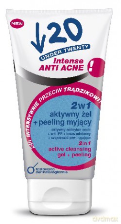 Under Twenty Anti Acne Intense 2 w 1 aktywny żel - peeling myjący 150 ml