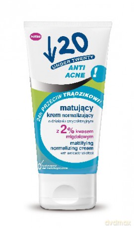 Under Twenty Anti Acne Krem matujący normalizujacy 2% kwas migdałowy 50 ml