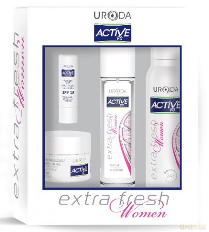 Uroda Activ 90 Zestaw prezentowy (dezodorant spray 150 ml + dezodorant w szkle 75 ml + krem nawilżający 50 ml + pomadka)