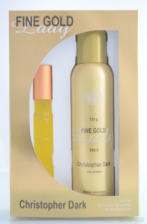 Christopher Dark Woman Fine Gold Lady Zestaw prezentowy Woda Perfumowana 20 ml + Dezodorant spray 150 ml