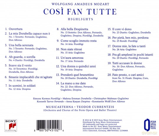 Teodor Currentzis: Mozart: Cosi fan tutte (Highlights) [CD]