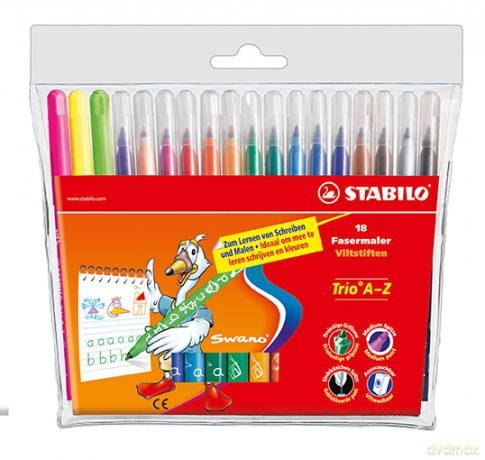 Flamastry trójkątne stabilo trio etui 18 sztuk