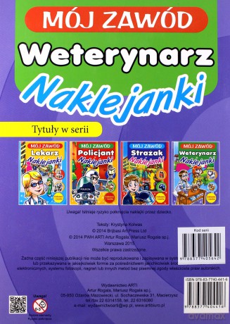 Mój zawód weterynarz. Naklejki z brokatem [KSIĄŻKA]