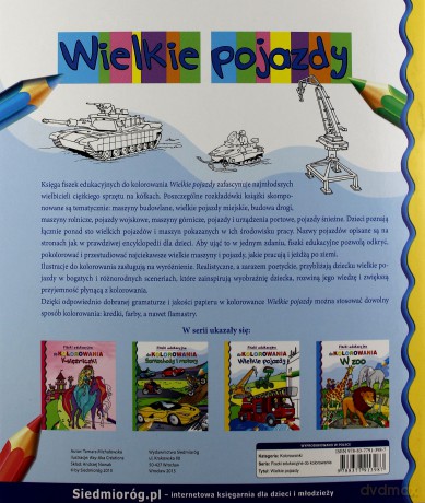 Wielkie pojazdy. Fiszki edukacyjne do kolorowania [KSIĄŻKA]