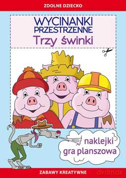 Wycinanki przestrzenne. Trzy świnki. Naklejki, gra planszowa - Beata Guzowska, Michał Matwijow [KSIĄŻKA]