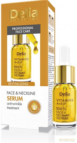 Delia Cosmetics 100% Serum do twarzy,szyi i dekoltu Witaminy A,E i F 10 ml